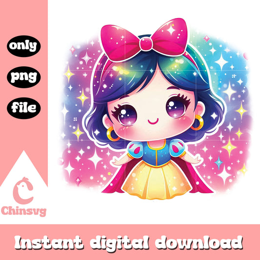 Chibi disney snow white watercolor splash png, snow white art png