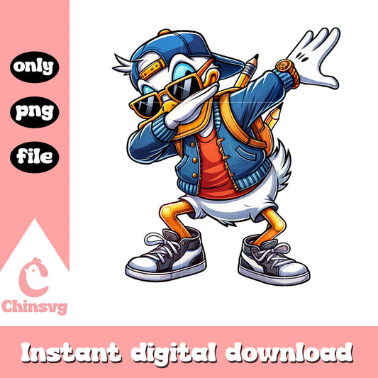 Chibi donald dabbing back to school design png, donald disney png