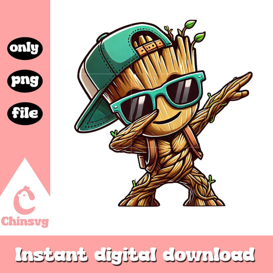 Chibi groot dabbing back to school design png, groot png