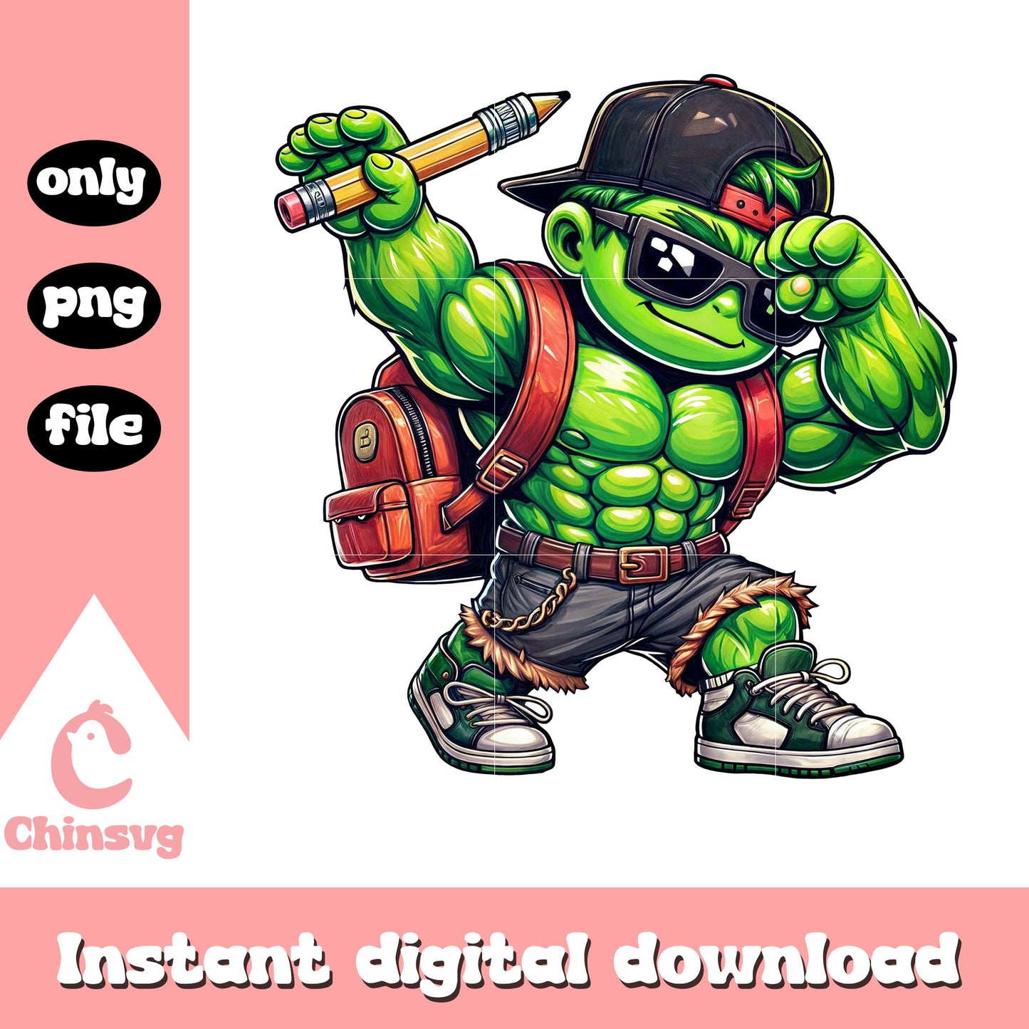 Chibi hulk dabbing back to school design png, hulk art png