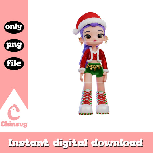 Chibi huntrix rumi kpop christmas png, rumi huntrix png