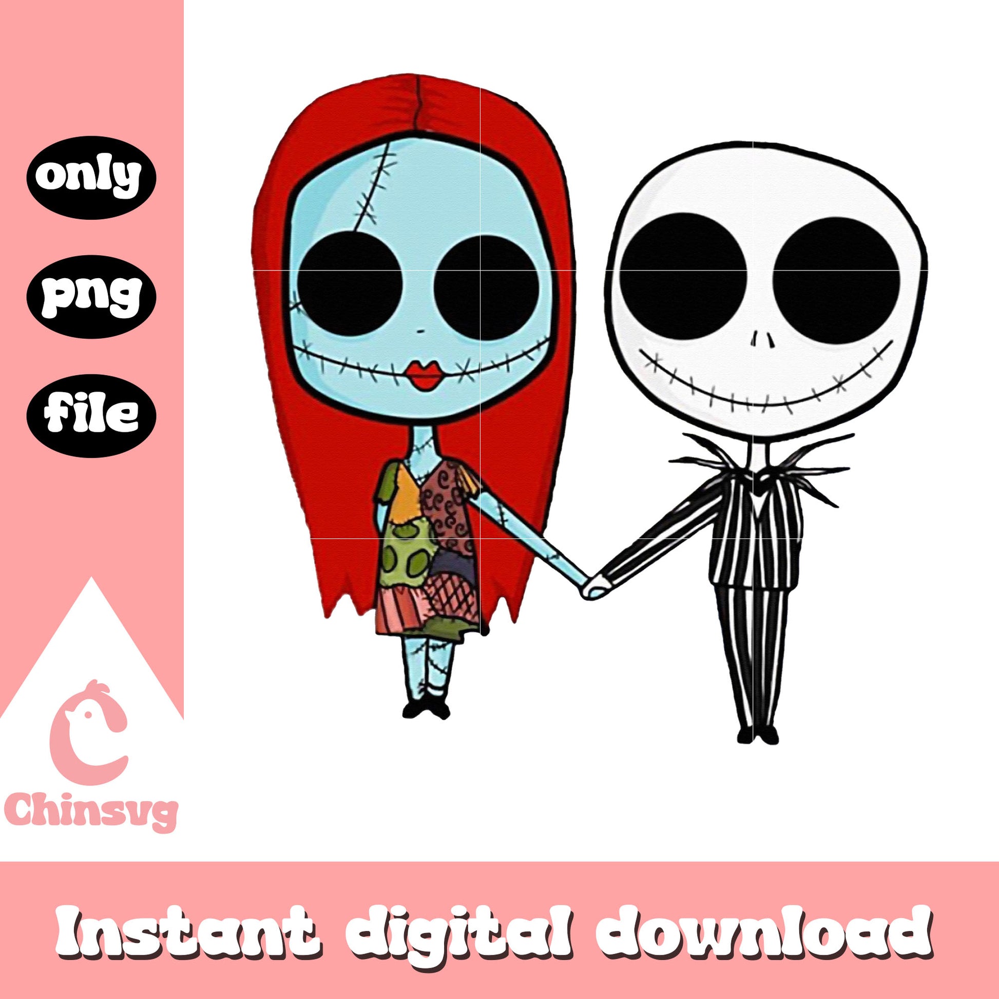 Chibi jack and sally art png, jack skeleton and sally png