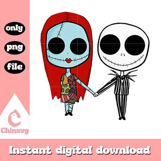 Chibi jack and sally art png, jack skeleton and sally png
