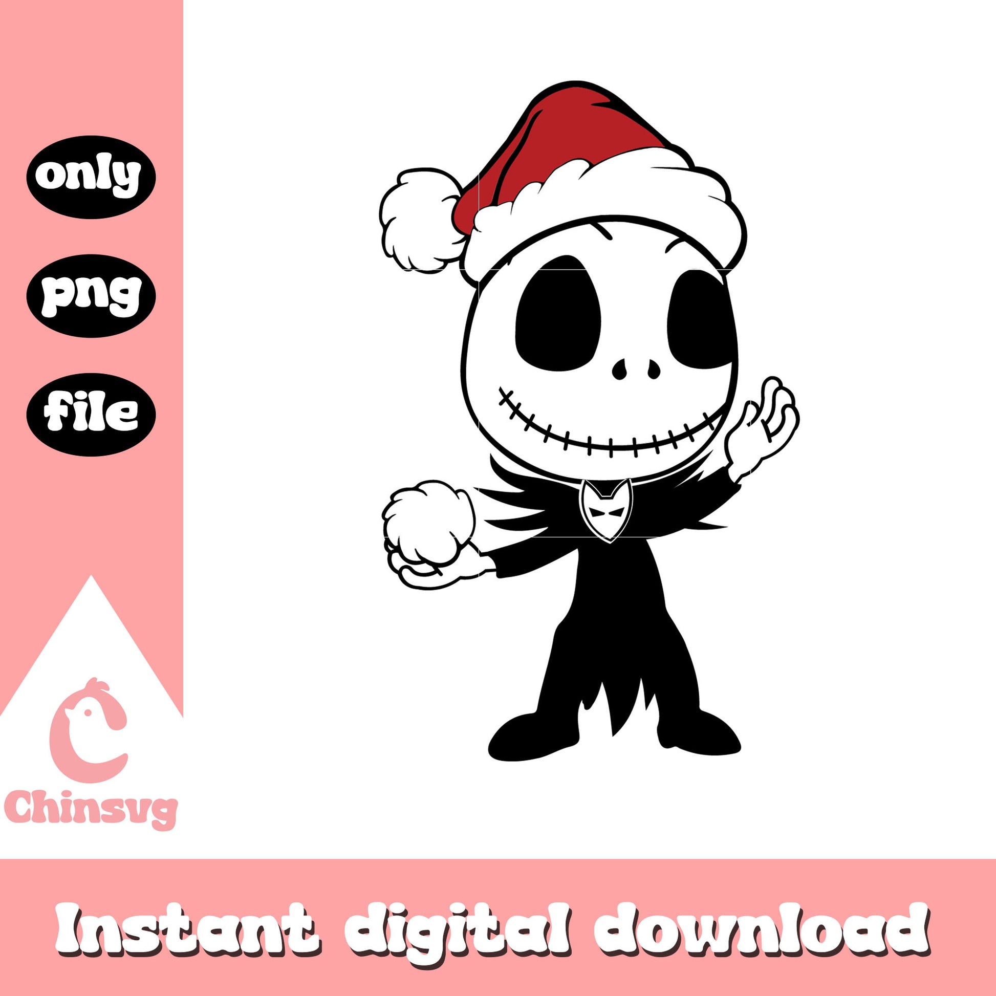 Chibi jack christmas hat design png, jack nightmare before christmas png