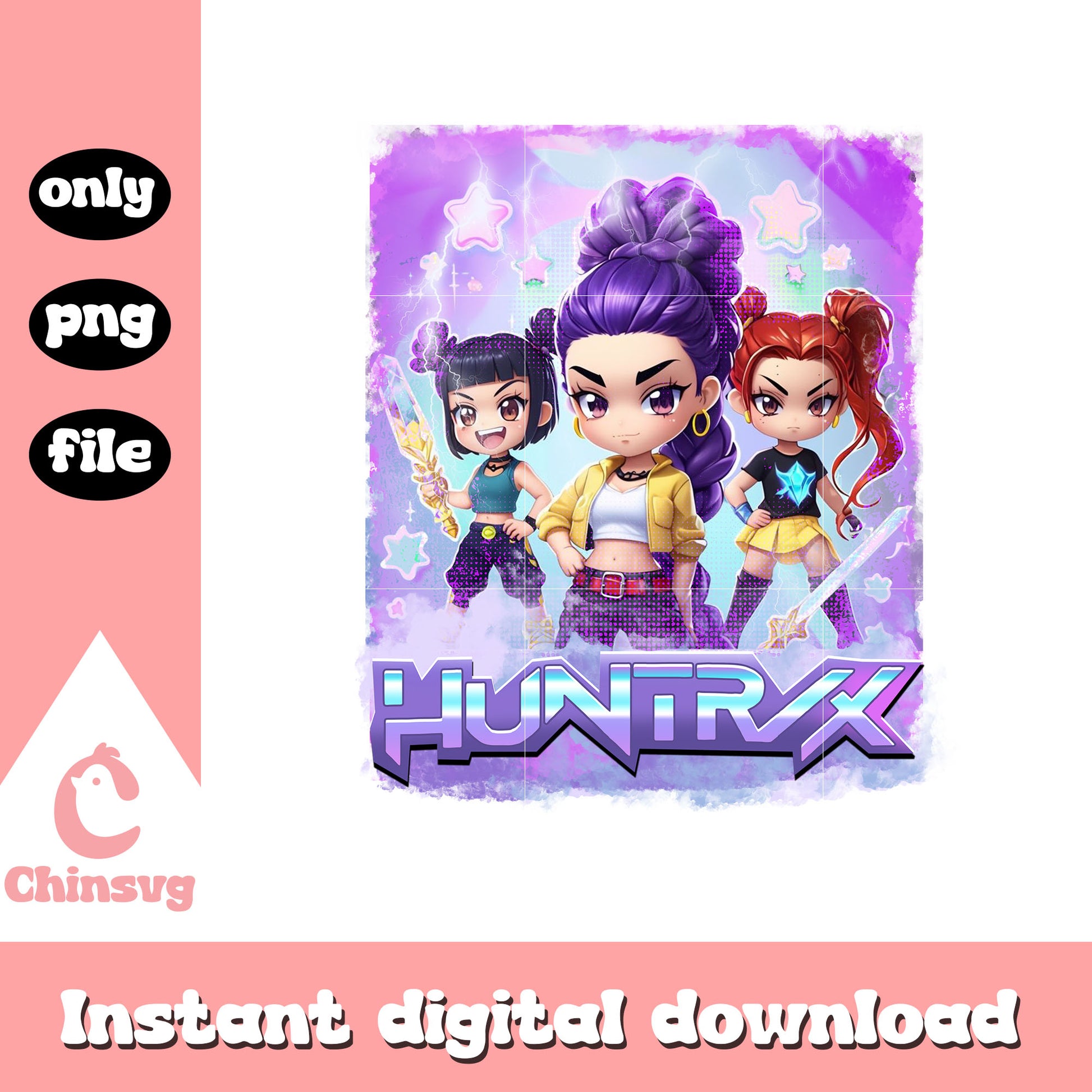 Chibi kpop huntrix perform graphic png, christmas ornaments png