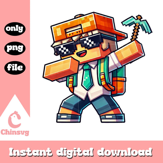 Chibi minecraft dabbing back to school png, minecraft cartoon png