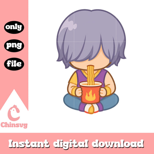 Chibi mystery earting noodle design png, k pop fan png, kpop idol png