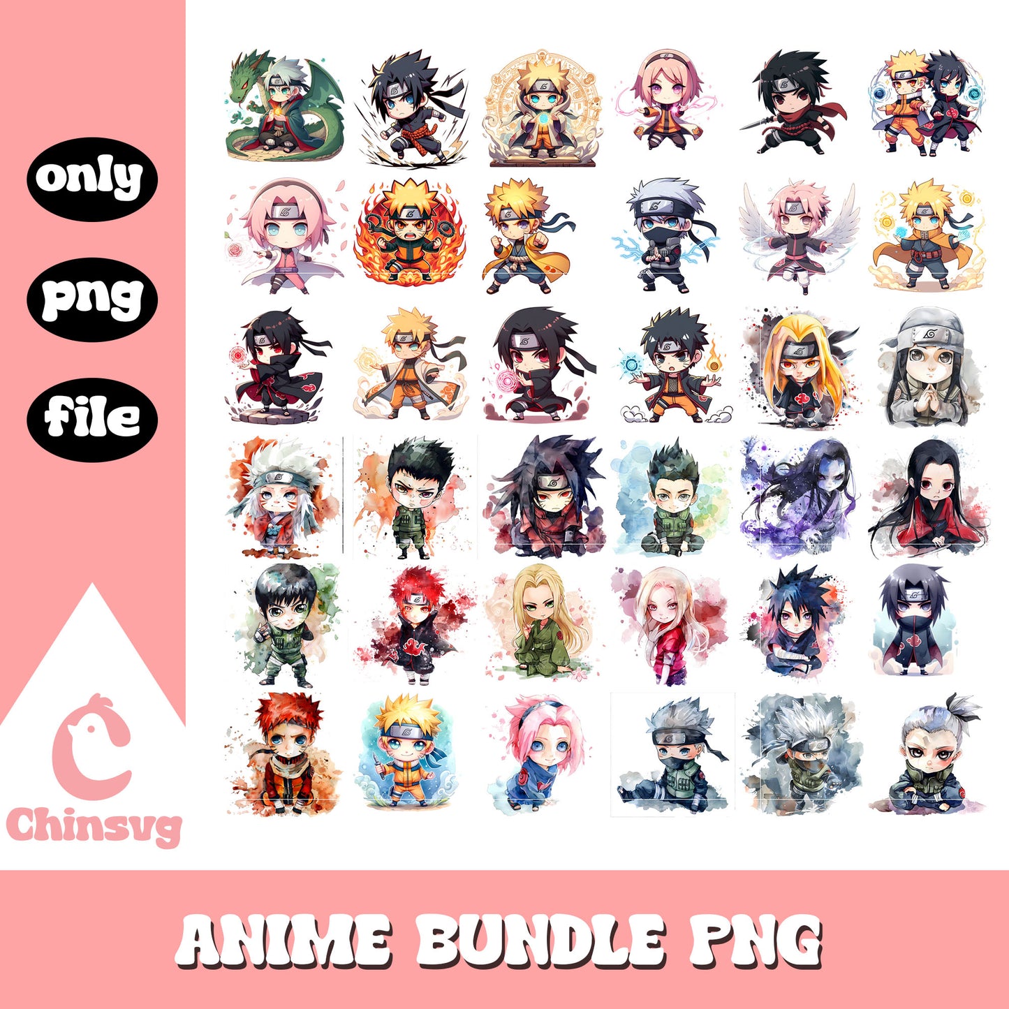 Chibi naruto characters bundle png