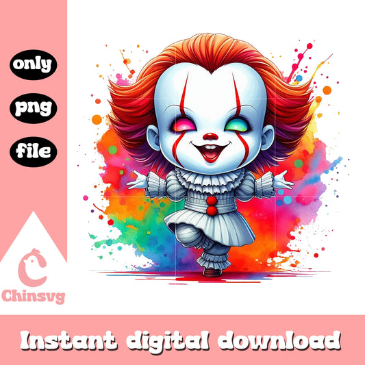 Chibi pennywise halloween design png, horror movie it png