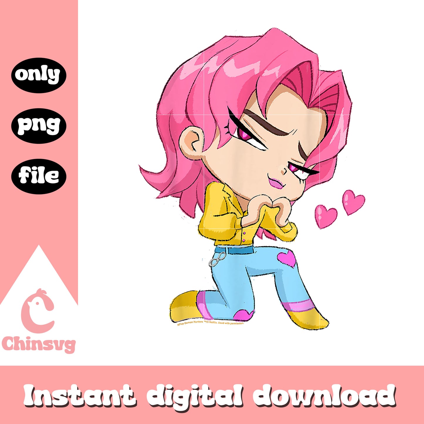 Chibi romance from the saja boys t-shirt png, demon hunters merch png