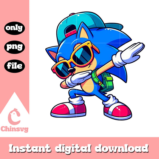 Chibi sonic dabbing back to school design png, sonic cartoon png
