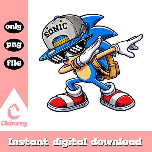 Chibi sonic dabbing back to school png, sonic art png