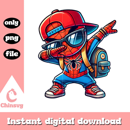 Chibi spider man dabbing back to school design png, spider man png
