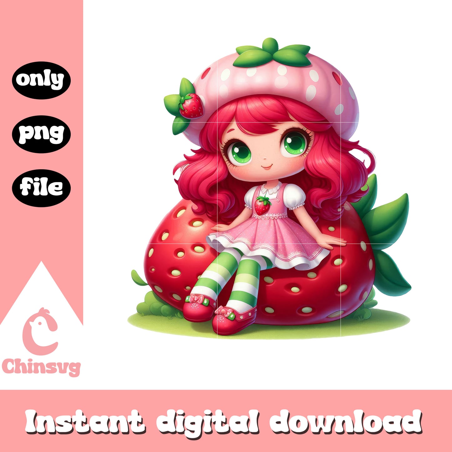 Chibi strawberry cute doll png, strawberry shortcake girls png