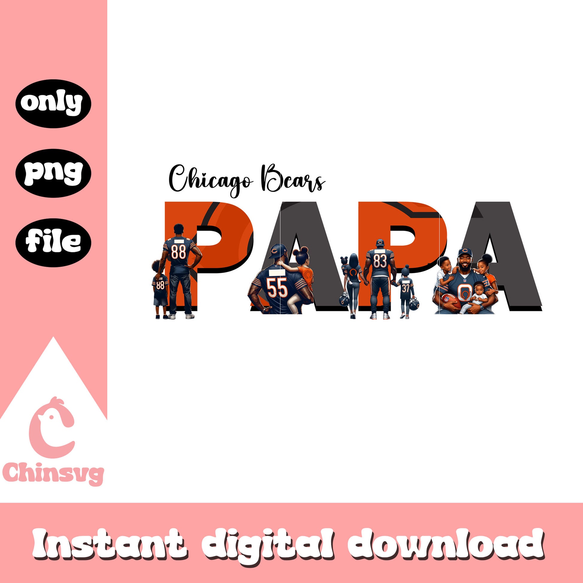 Chicago Bears papa pattern logo design png, nfl logos png