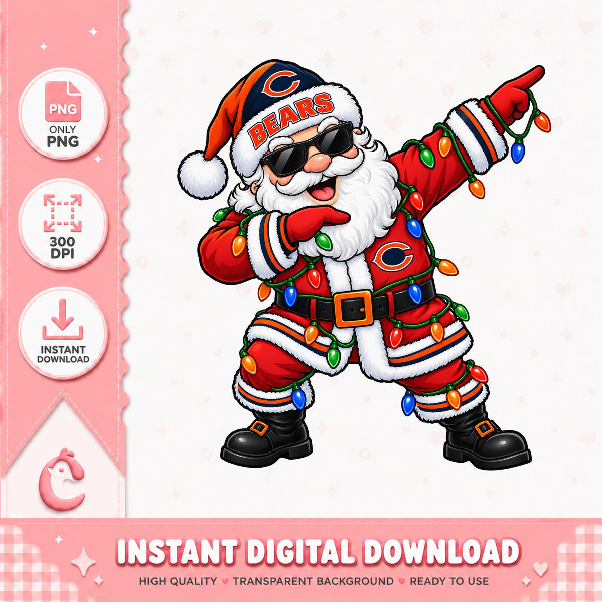 Chicago Bears Dabbing Santa Claus, Christmas NFL Football, PNG