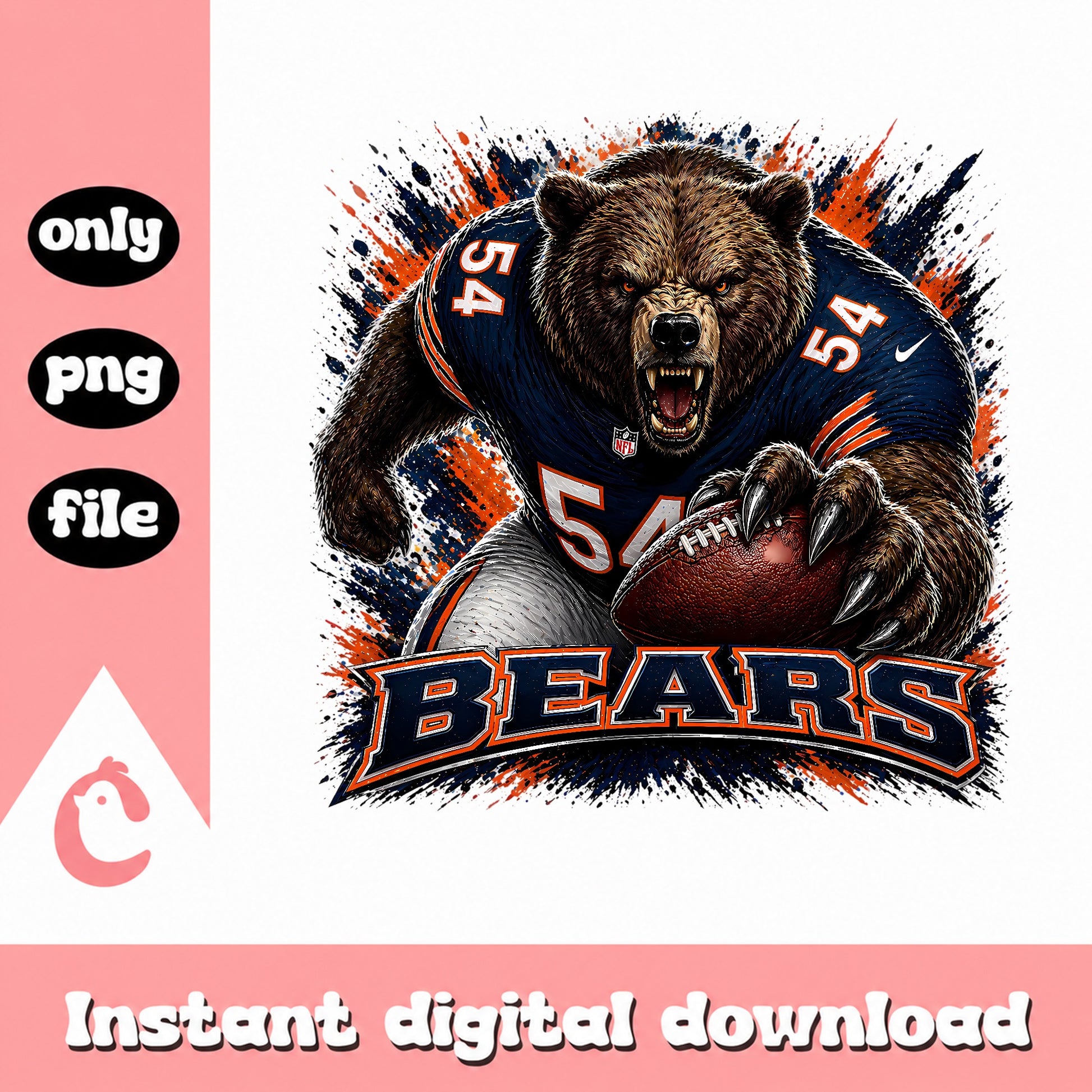 Chicago Bears Football Mascot PNG, Bears NFL PNG, Football PNG