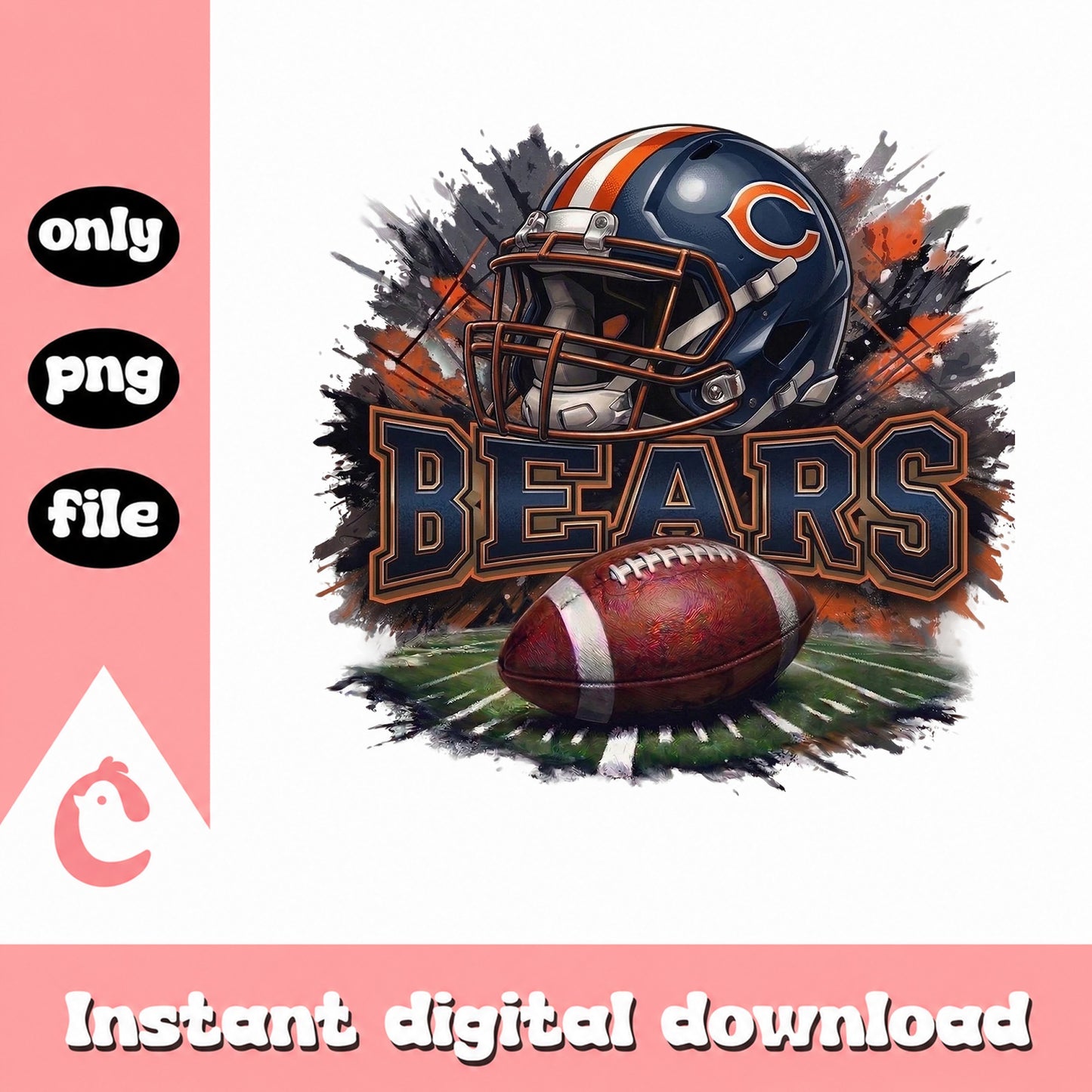 Chicago Bears Football PNG, Bears NFL Sublimation, Football PNG