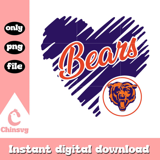 Chicago bears heart shaped football logo svg, chicago bears sticker svg