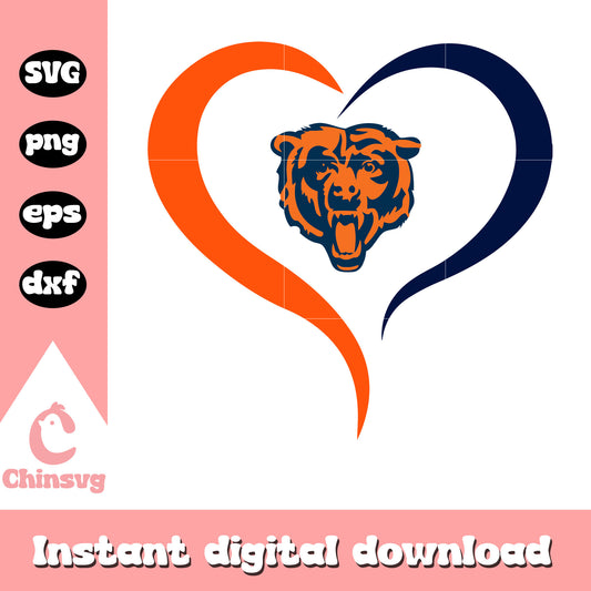 Chicago bears nfl team heart shape svg, chicago bears logo svg