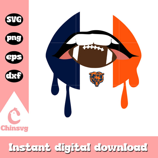 Chicago bears nfl team lips design svg, logo chicago bears svg