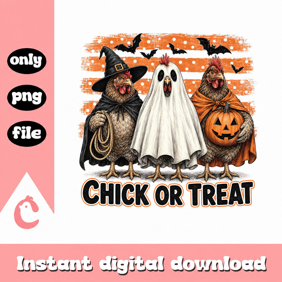 Chick Or Treat Halloween PNG, Funny Chicken Halloween, Fall PNG
