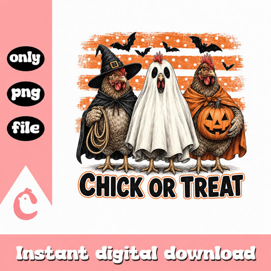 Chick Or Treat Halloween PNG, Funny Chicken Halloween, Fall PNG