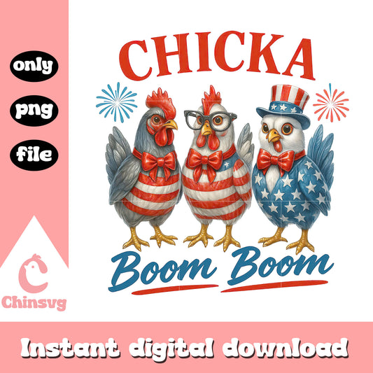 Chicka boom boom america design png, 4th of july png
