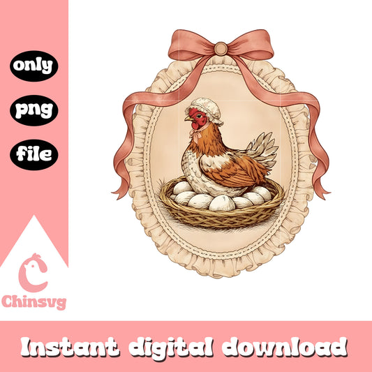 Chicken mom mirror retro png, mom's chicken​ png, trending png