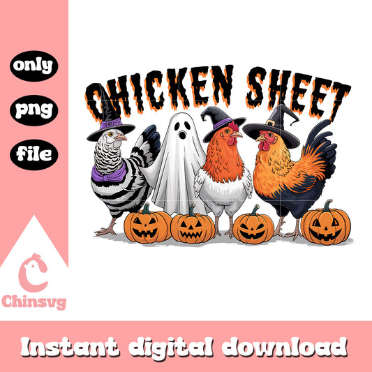 Chicken sheet pumpkin design png, halloween holidayy png