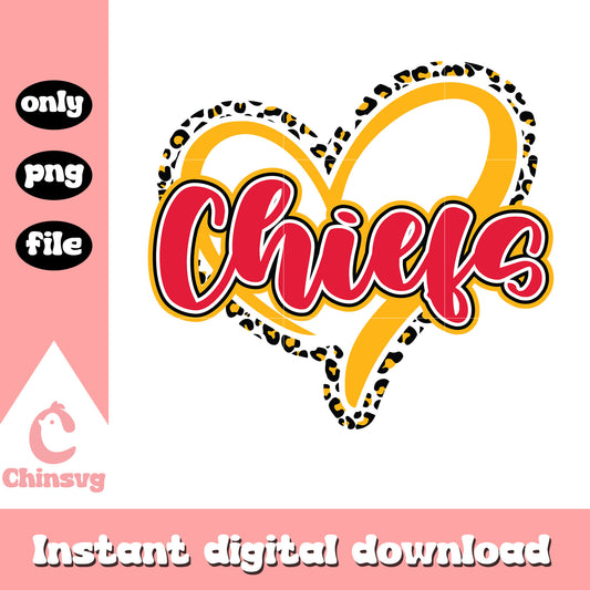 Chiefs heart leopard pattern svg, heart shape svg, kansas city chiefs svg