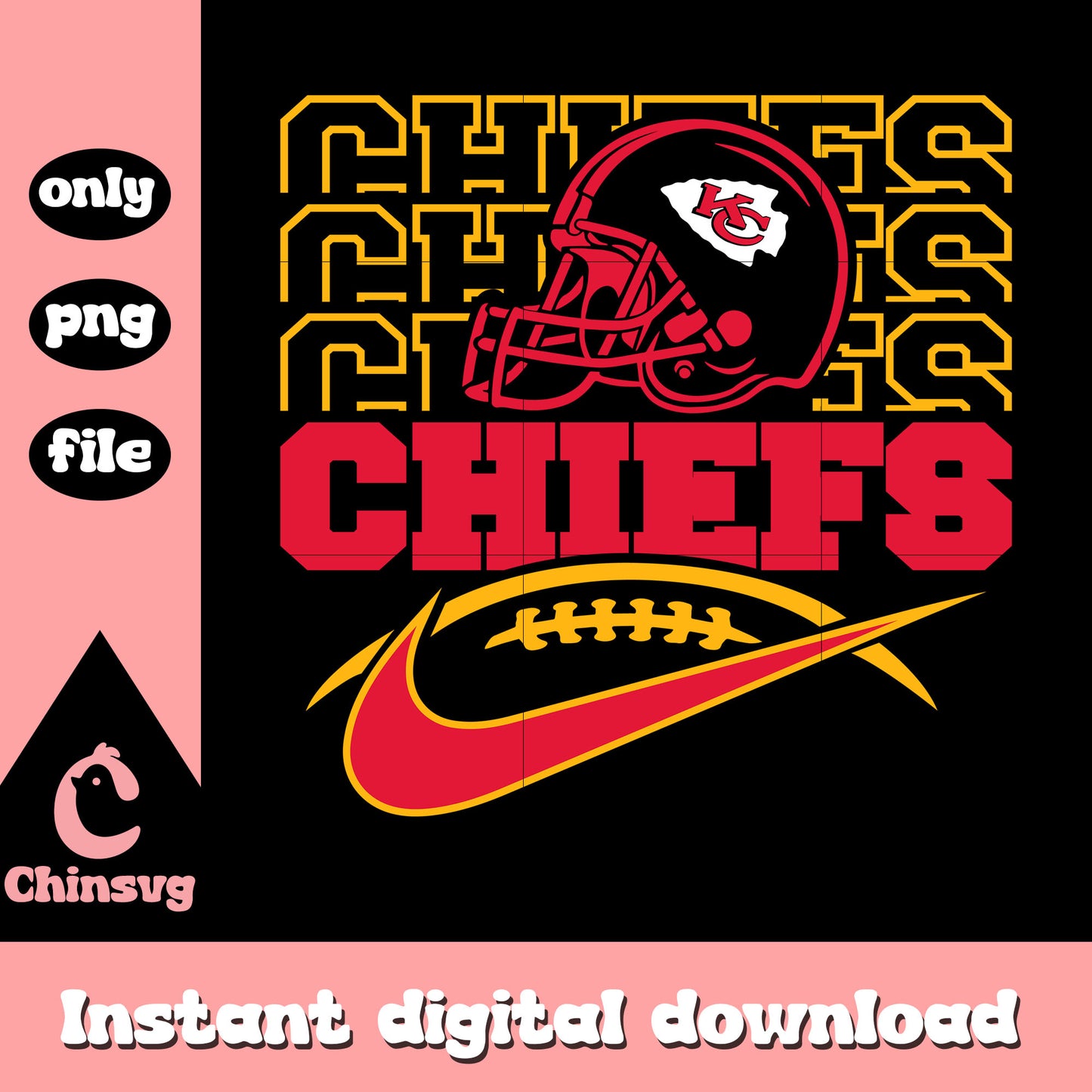 Chiefs nfl team logo nike design svg, rugby svg, nfl svg