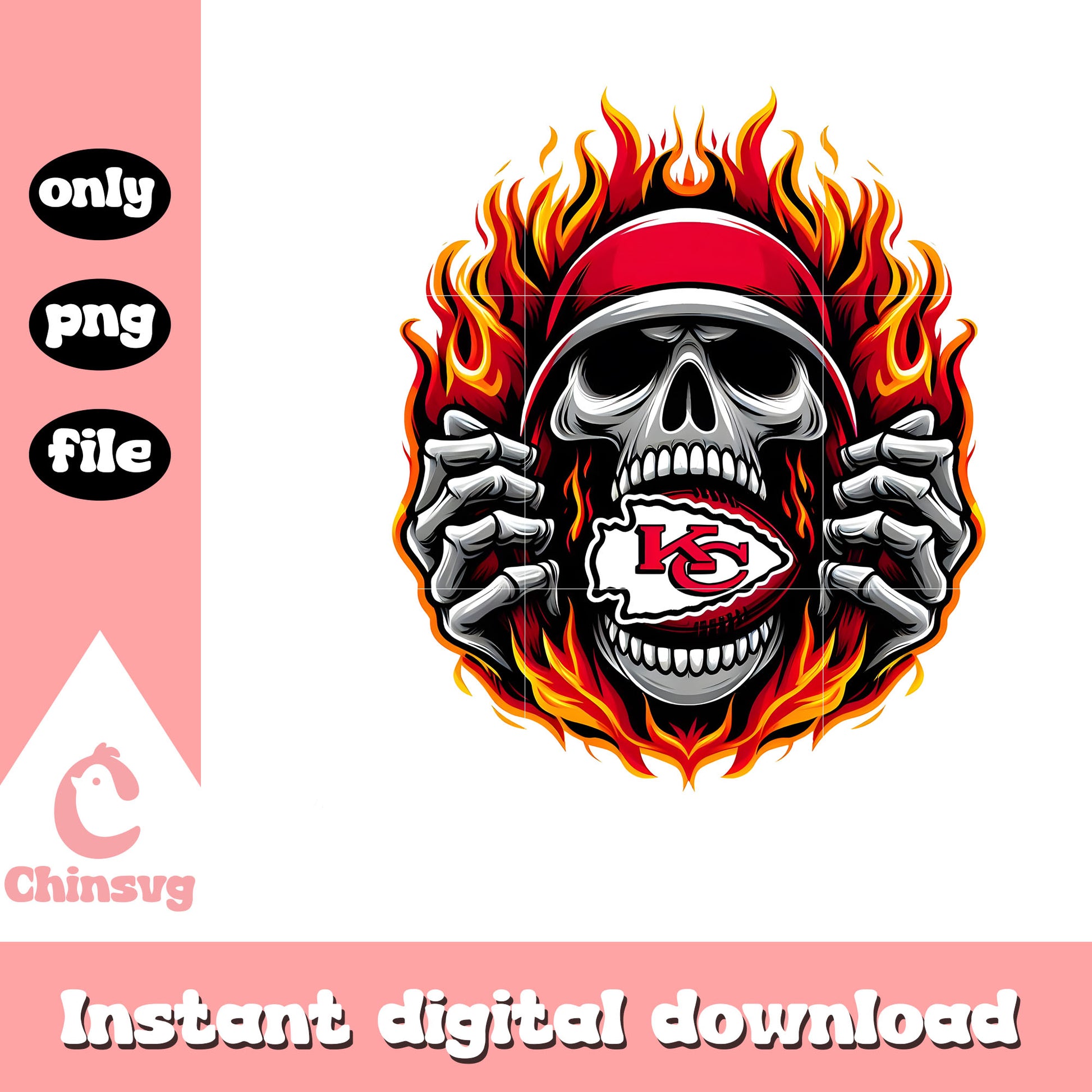 Chiefs skullcap red fire png, nfl kansas city chiefs​​​ png 