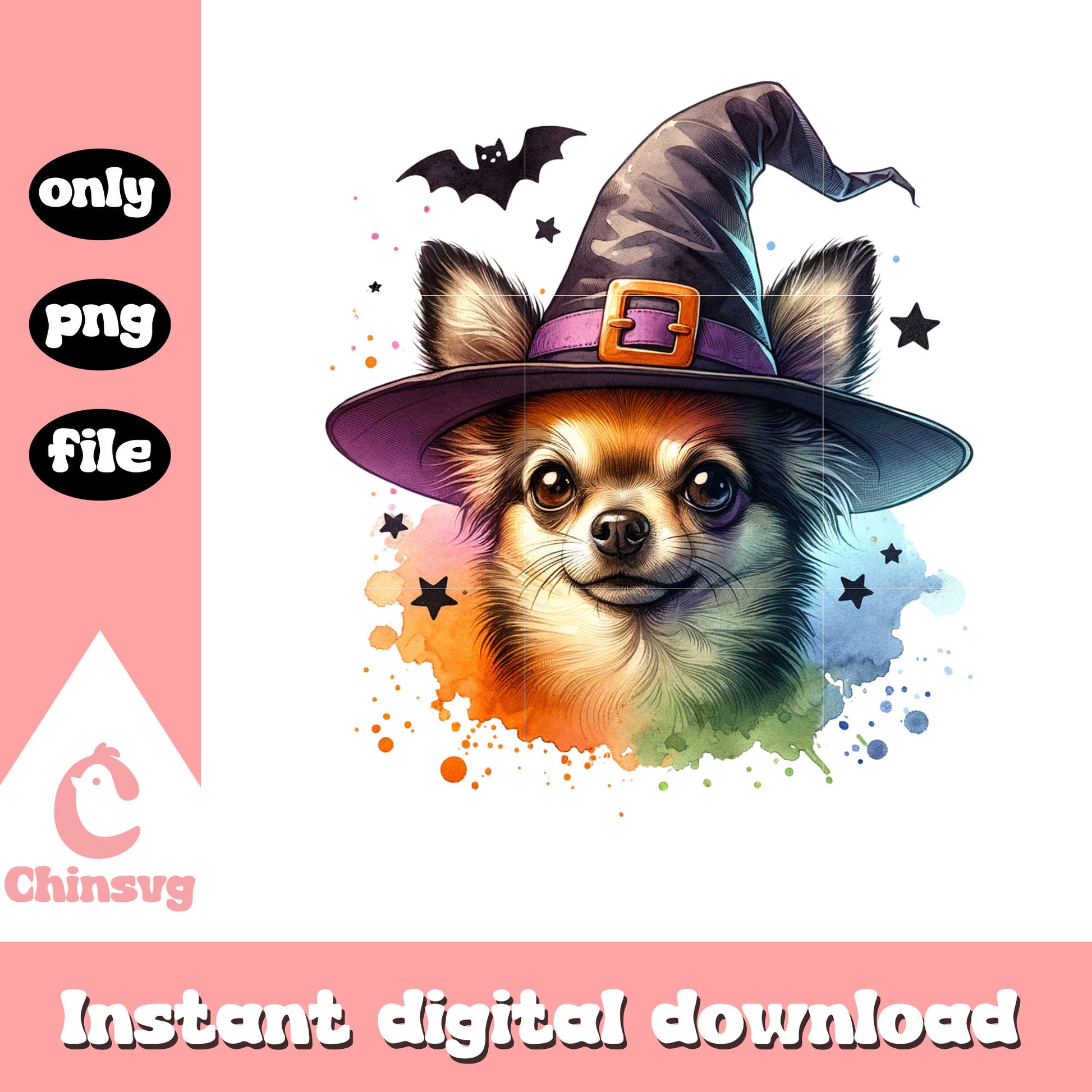 Chihuahua witch hat design png, halloween costume png