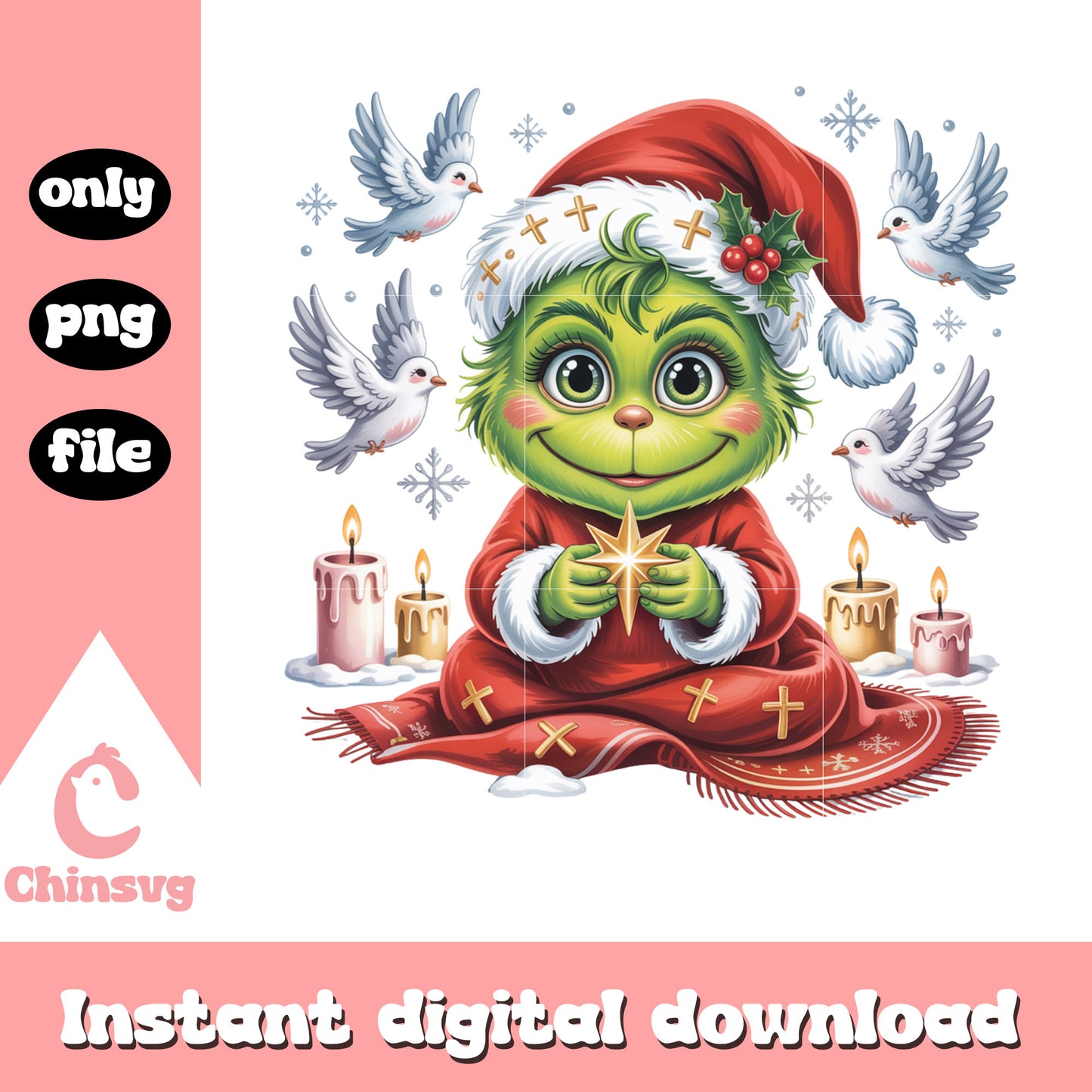 Child grinch christmas star and birds png, the grinch image png