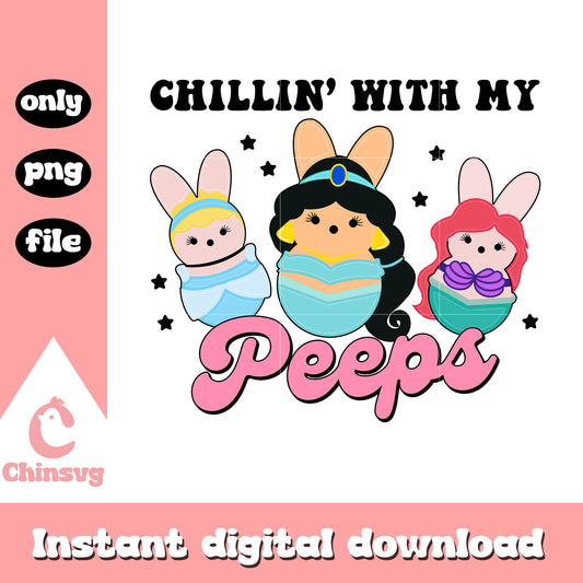 Chillin with my peeps disney princess png, disney easter​ png