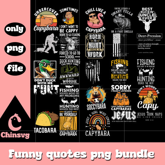 Chill like a capypara bundle png, capypara png, cute png