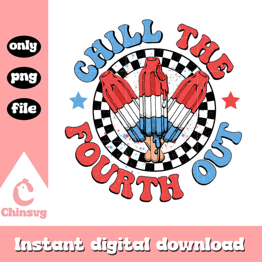 Chill the Fourth Out Retro Png, Funny America Ice Cream png