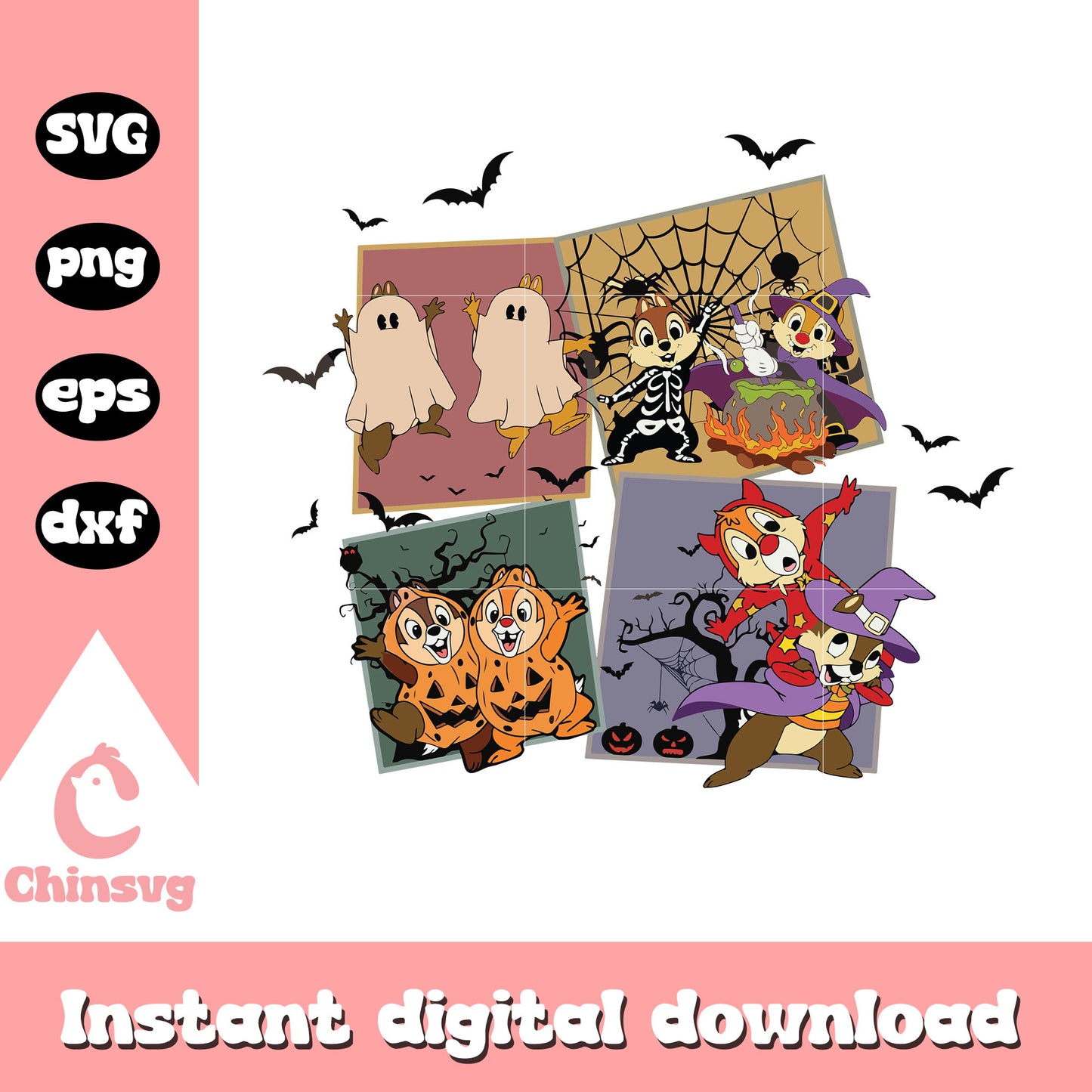 Chip and dale halloween collage picture svg, chip n dale svg