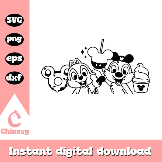 Chip and dale mickey snack svg, Chip and dale svg, disney svg
