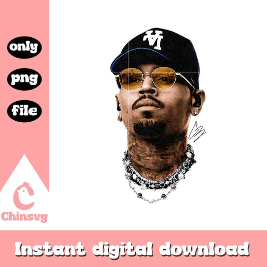 Chris brown portrait signature design png, chris brown png