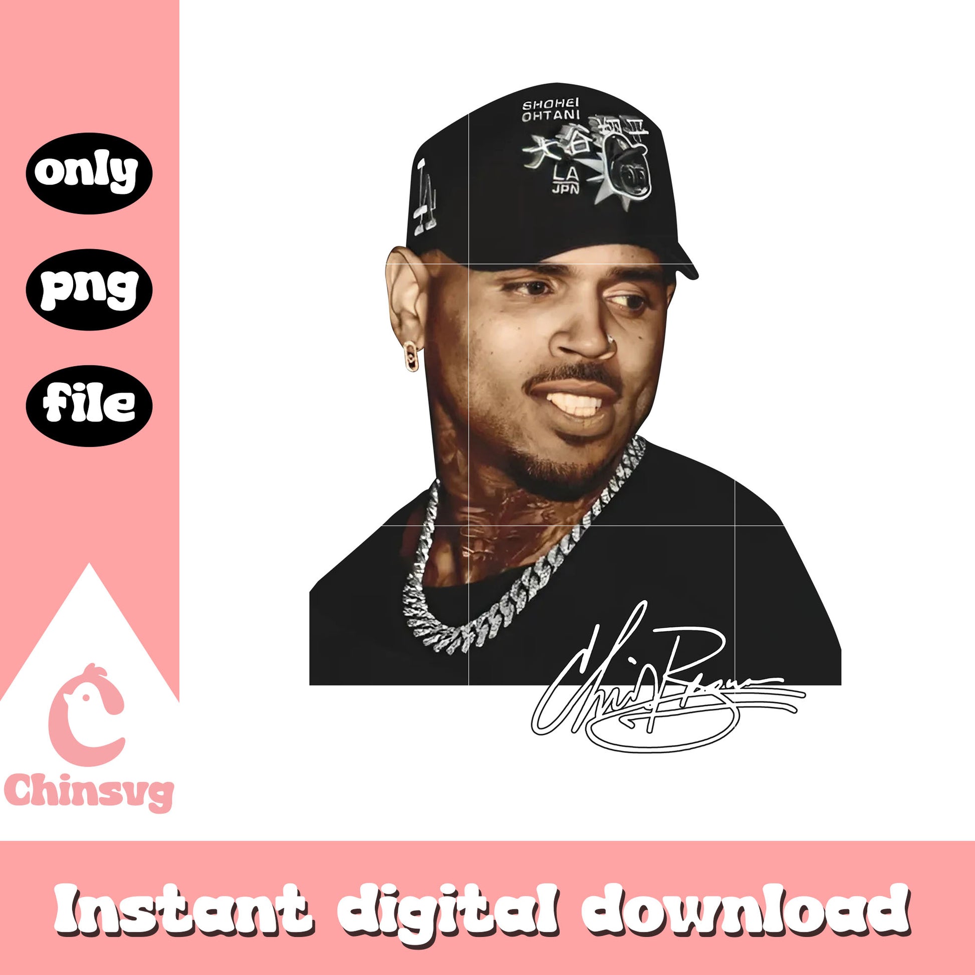 Chris brown portrait vintage design png, chris brown merch​ png