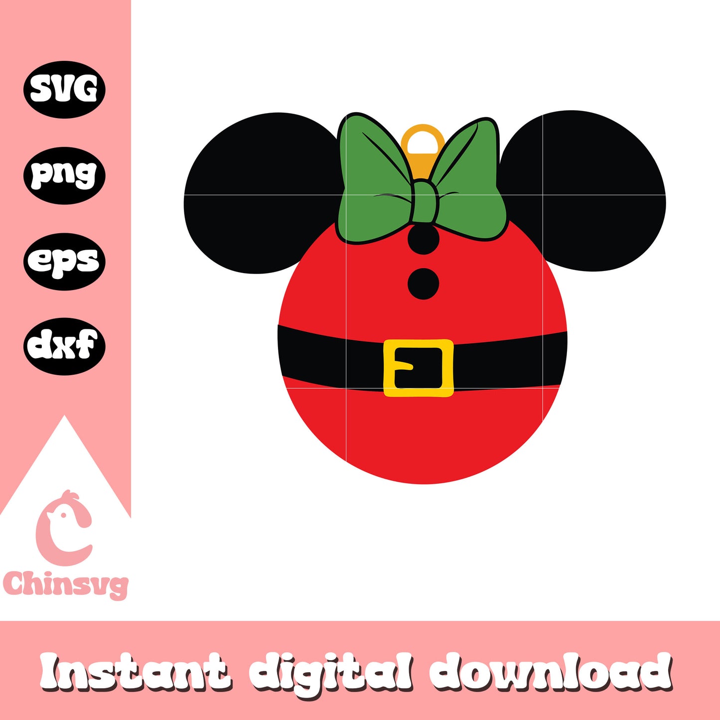 Chrismas bauble minnie head svg, christmas minnie svg