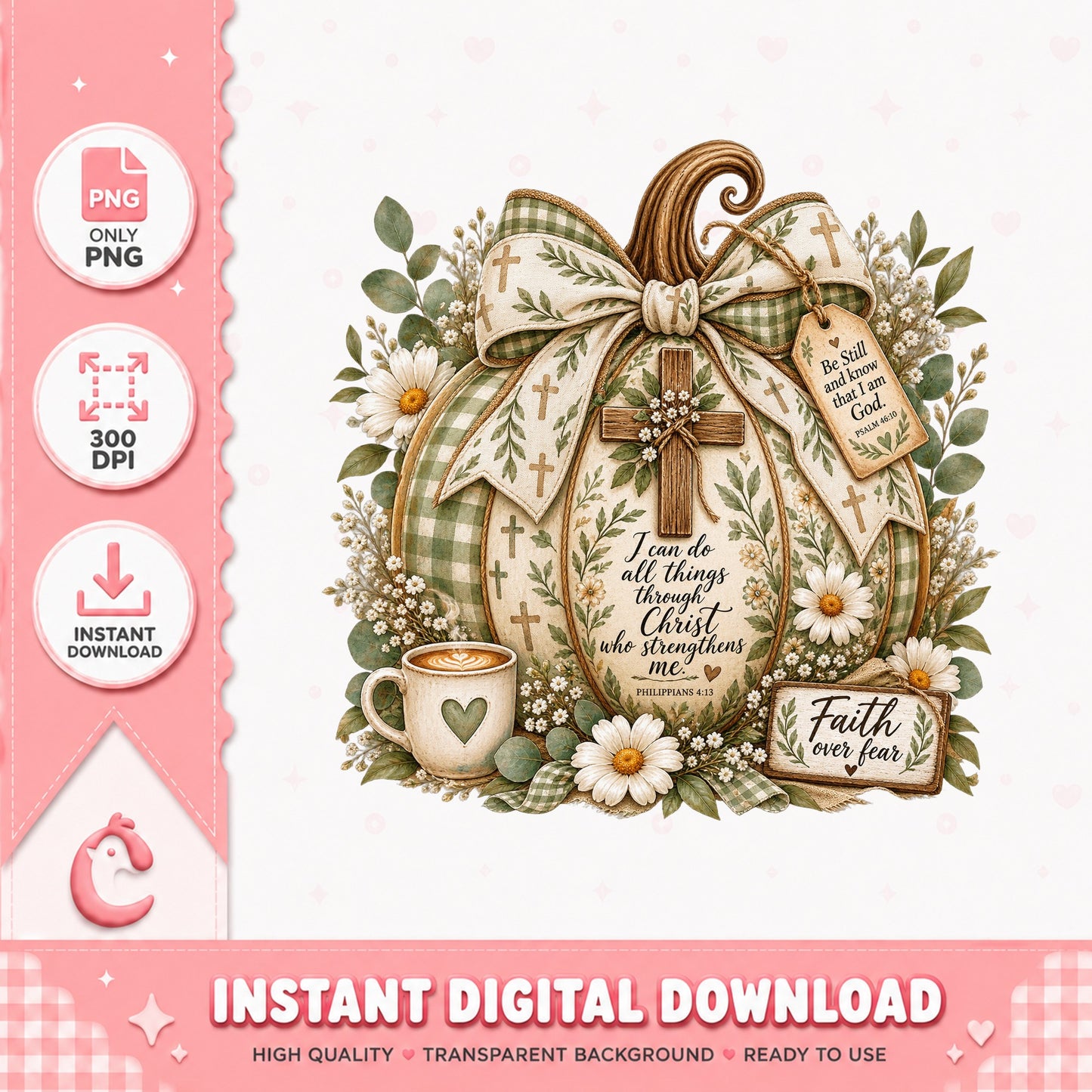 Christian Faith Pumpkin Clipart, Faith Over Fear Quote, PNG
