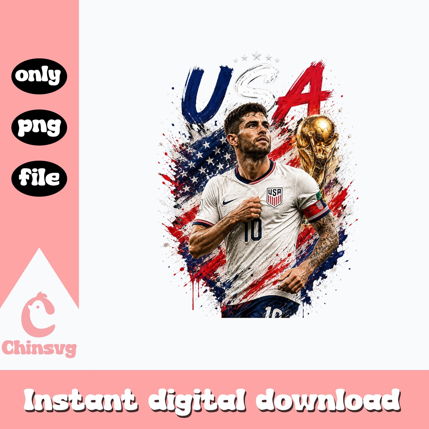 Christian Pulisic USA Soccer PNG, World Cup Trophy PNG, USMNT PNG