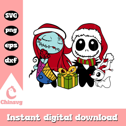 Christmas baby jack and sally svg, sally and jack christmas​ svg