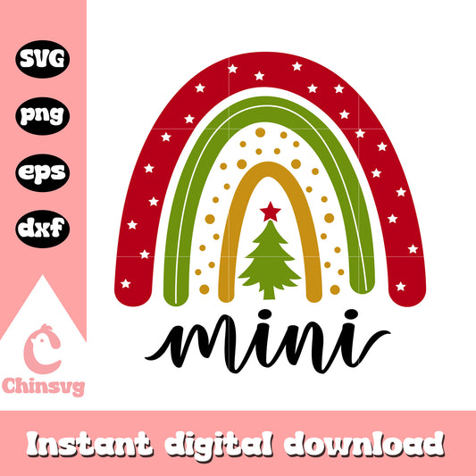 Christmas boho rainbow mini svg, merry christmas rainbow​ svg