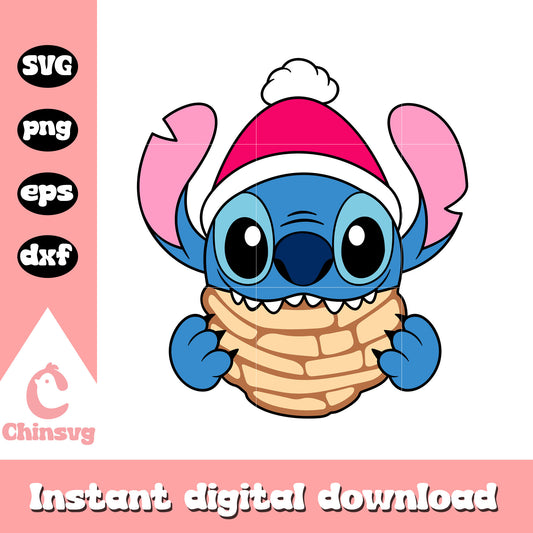 Christmas stitch eating concha svg, stitch christmas​ svg​