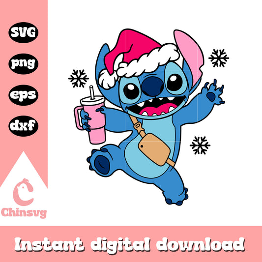 Christmas stitch santa hat svg, disney stitch christmas​ svg