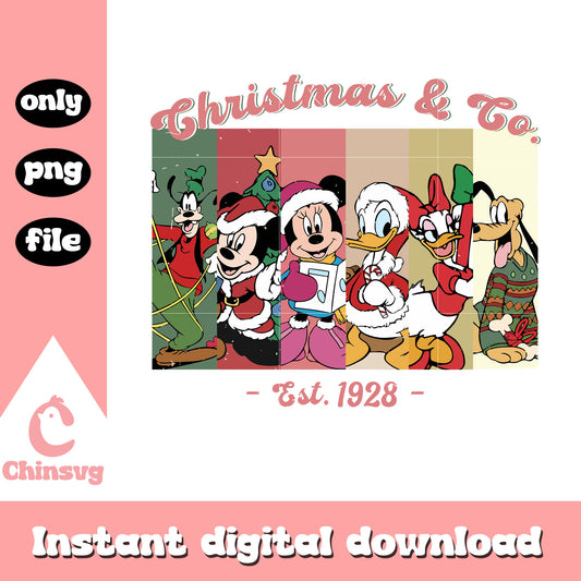 Christmas and co est 1928 collage picture png, mickey movie png